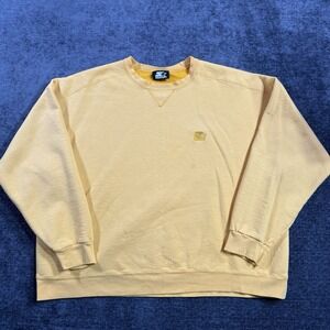 Vintage Starter Men's Sweatshirt Size XL Yellow Pullover Boxy Fleece Embroidered